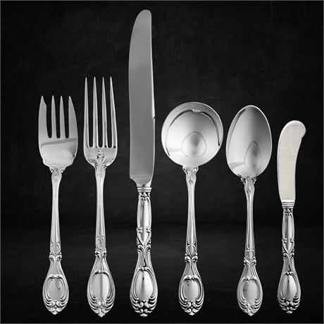 Whiting 95 Troy Oz Sterling Silver “Victoria-Florence” Service for 12, 80 Pieces