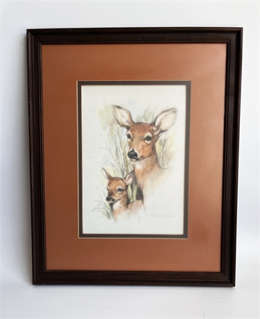 MOTHER AND FAWN WATERCOLOR