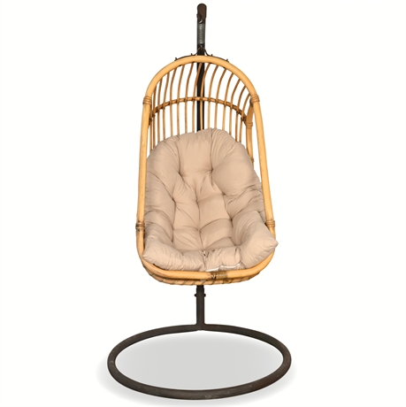 Mid-Century Rattan Hanging Egg Chair