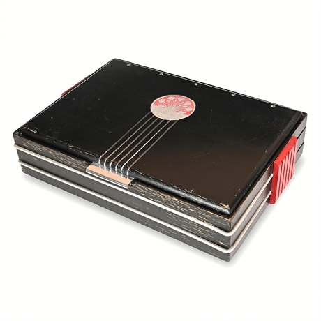 Art Deco Ebonized Wood Document Box with Stylized Lyre Motif