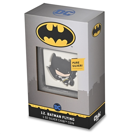 2021 Niue DC Comics BATMAN Flying Chibi 1 oz .999 Silver Proof Coin #01900/2000