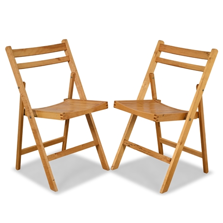 Space-Saving Solid Wood Folding Chairs – Pair with Quality Joinery