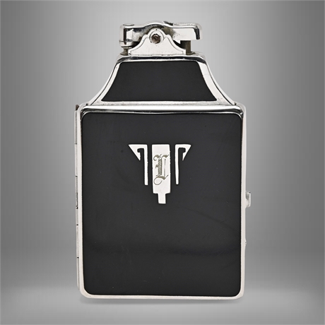 Ronson Mastercase Delight Combination Lighter & Cigarette Case, Black Enamel