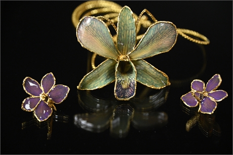 Japanese Orchid Necklace and Earring Set