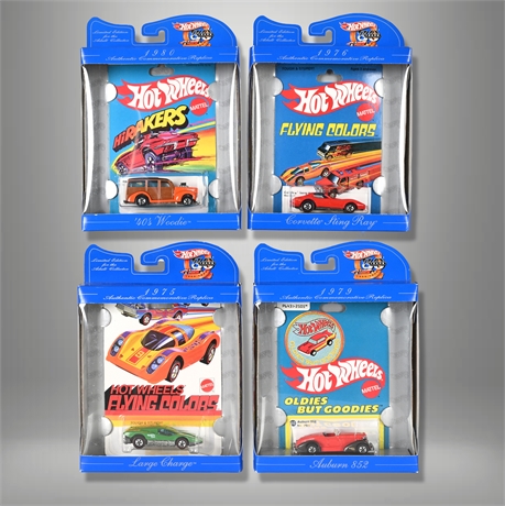 Hot Wheels 30th Anniv Replica Set of 4 – Large Charge, Sting Ray, Auburn, Woodie