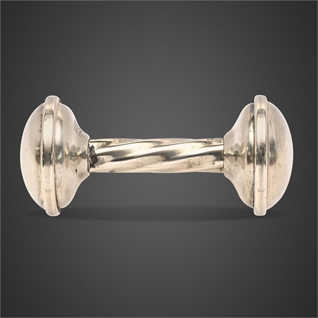 Lullaby Sterling Silver Baby Rattle Dumbbell, 1945