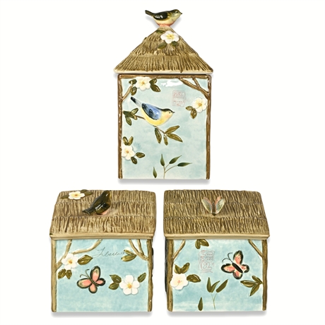 Susan Winget Birdhouse Canister Set – Nature’s Garden