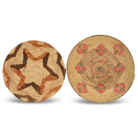 Pair of Handwoven Decorative Baskets – Star & Geometric Designs