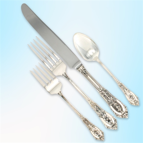 Sterling Silver Wallace Rose Point Flatware Set