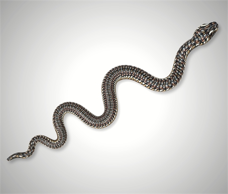 Early Jon Stuart Anderson Signed Polymer Clay Snake – 11.25"