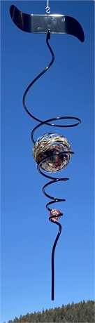 Levitating Marble, Outdoor Wind Spinner w/Hand-blown Glass Marble, by Jeff Price