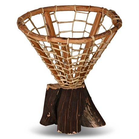 Tarahumara Indian Woven Cowhide Burden Basket