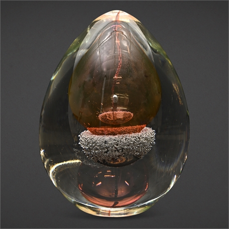 Isabelle Monod Signed Glass Egg Sculpture — 1988 Studio Art, France
