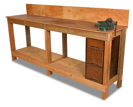 Vintage Workbench with Swiveling Anvil Vise