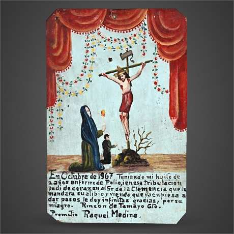 Mexican Tin Retablo Ex-Voto — Dated 1967, Guanajuato
