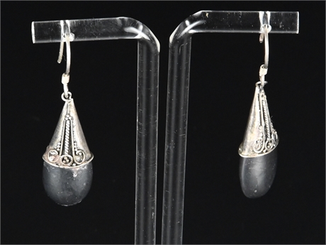 Vintage Sterling Silver & Hematite Earrings