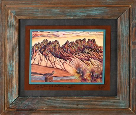 Joey Avalos Signed "Sacred Mountains of the Piro Manso Tewa" – Framed Print