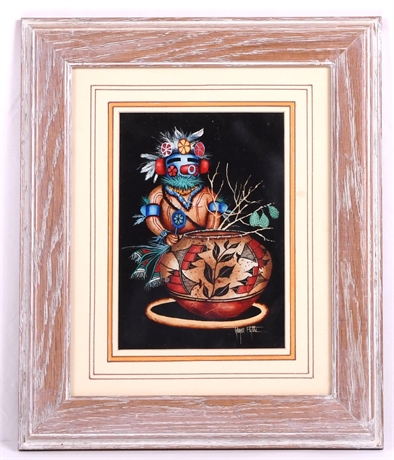 Roger Flythe, Signed Native American Artwork, Kachina Doll & Pottery