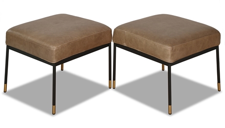 Pair Contemporary Iron Ottoman/Stools