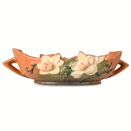 Roseville Magnolia Console Bowl – 449-13, 1943, Double Handled