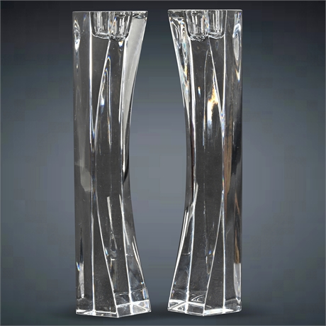 Pair Nambé Crystal Candlesticks