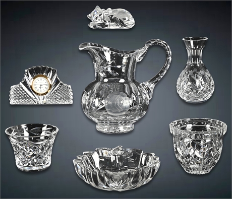 Elegant 7-Piece Crystal Collection, Featuring Waterford and Lenox Signed Pieces