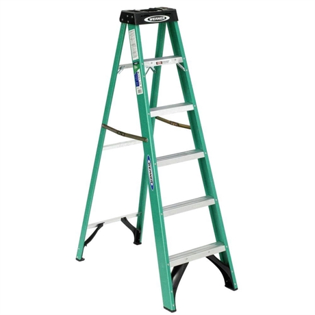 6' Werner - FS206 MK7 Fiberglass Step A-frame Ladder