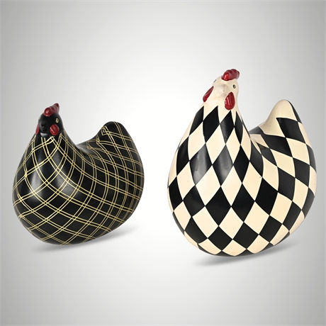 IMAX Herrick Black & White Chicken Figures – Models 19095-L & 19095-S