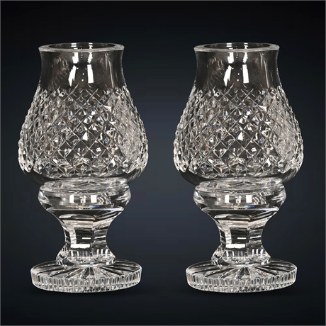 Pair Waterford Alana Hurricane Votive Candle Lamps