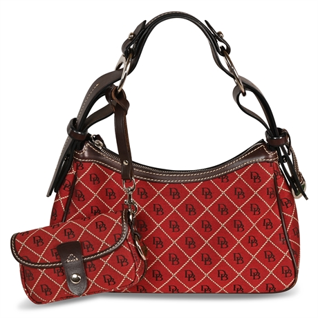 Dooney & Bourke Red Canvas Shoulder Bag with Coin Purse