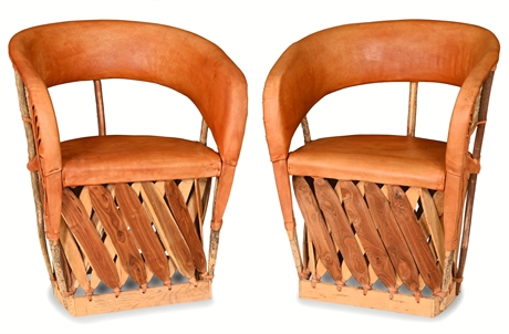 Pair Equipale Barrel Chairs with Twig Backs