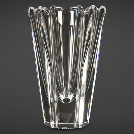 Orrefors Sweden “Corona” Crystal Vase – Lars Hellsten Design, Signed with Box