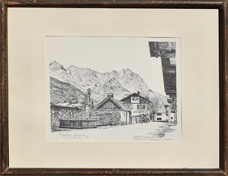 R. Zacharias (1979), Zugspitze, Garmisch, Limited Edition Etching 139/500