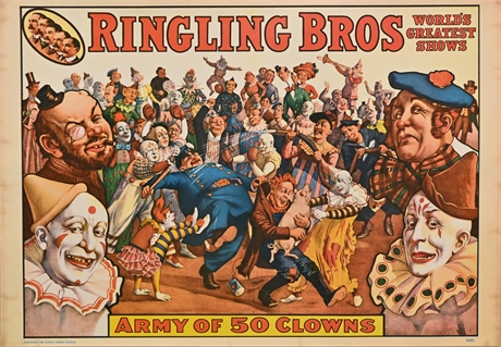 Ringling Bros Army of 50 Clowns Poster