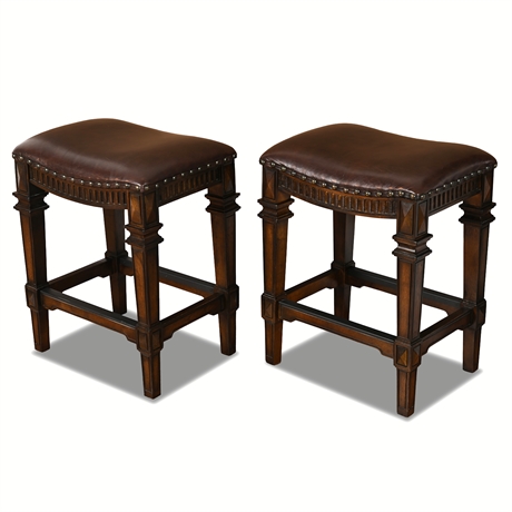 Pair of Frontgate Linwood Backless Counter Stools