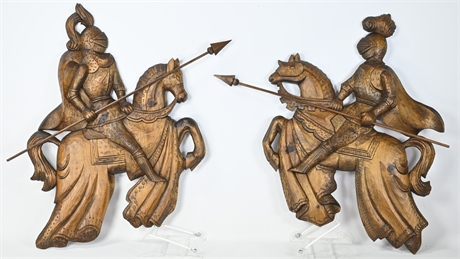 Carved Medieval Knight Wall Sculptures