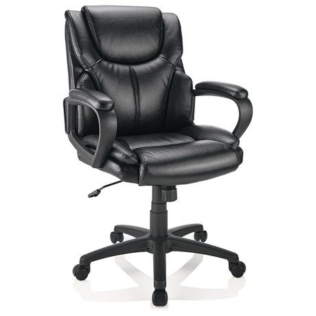 High-Back Executive Office Chair Black Bonded Leather Adjustable