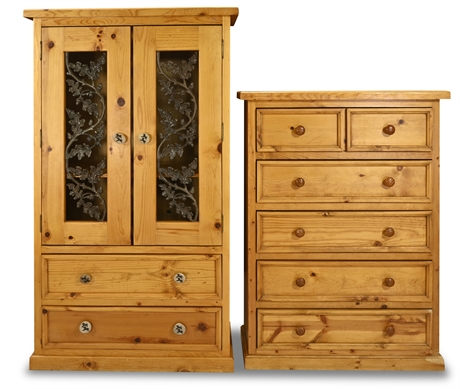 Rustic Pine Dresser Set