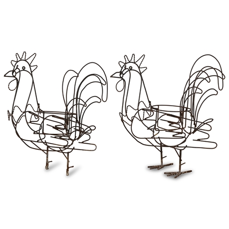 Metal Wire Rooster Plant Stands