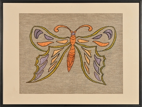 Early 20th Century Embroidery Butterfly