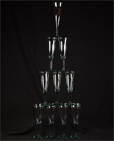Hand Blown Glass Champagne Flutes