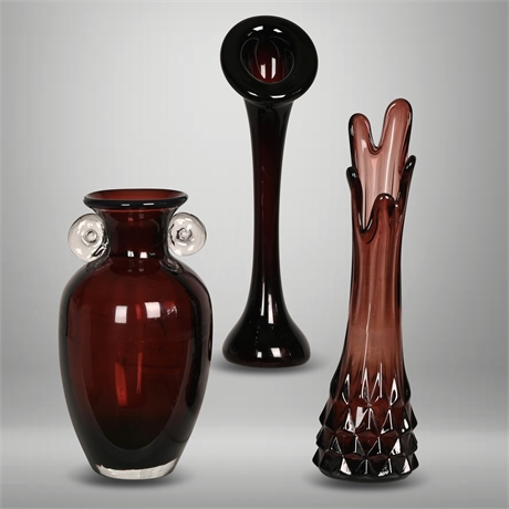 Mid-Century Amethyst Glass Vases