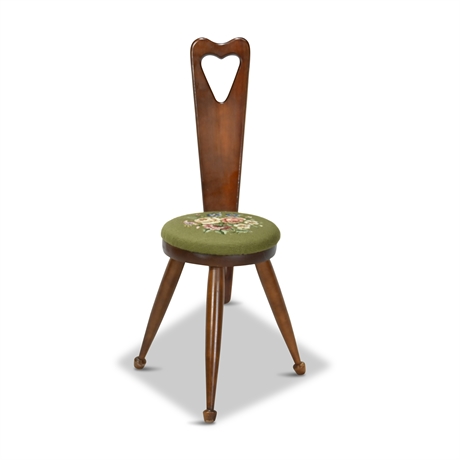 Antique MA-Leck Spinning Wheel 3 Legged Chair