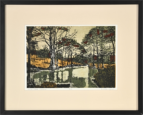 Onion Creek Crossing – A. Cobb – Limited Edition Woodcut Print