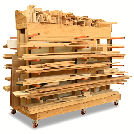 Modular Wood Storage Cart with Assorted Wood