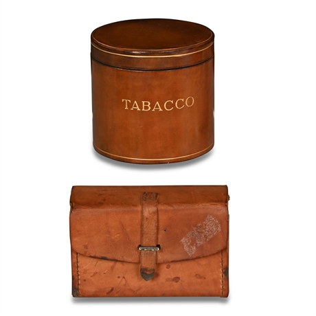 Leather Tobacco Jar & Pouch
