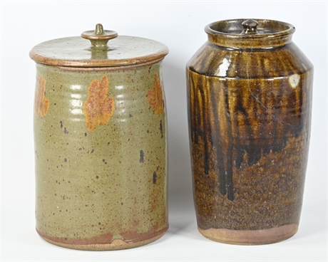 Vintage Stoneware Lidded Vessels