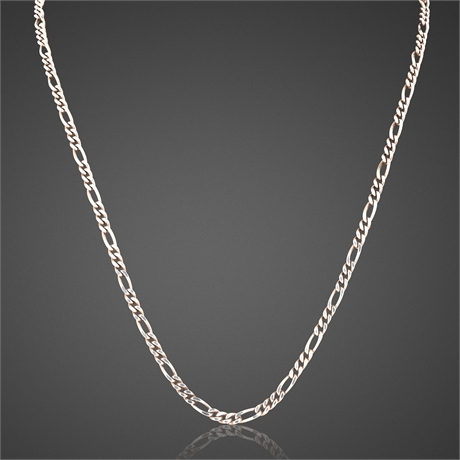 Sterling Silver Figaro Chain Necklace 20" Italy 925, 13.8g