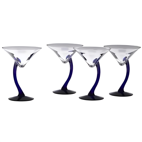 Libbey 4-Piece Cobalt Swerve Martini Set