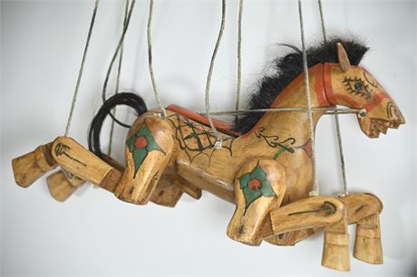 Hand Carved Horse Marionette
